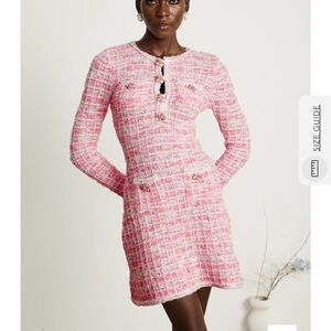 Miss Rosier Tweed Strech CAPUCINE PINK CHECK-PATTERN MINI DRESS